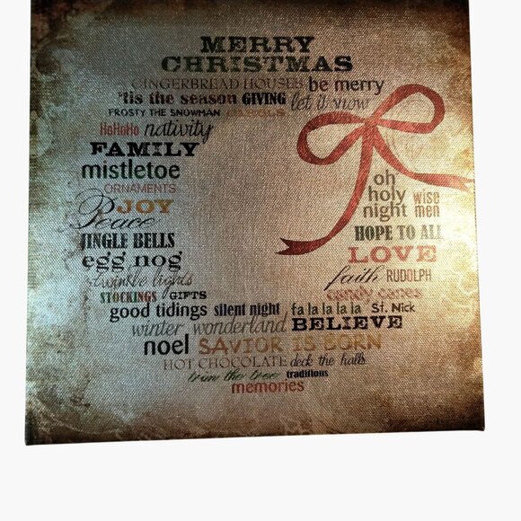 Sally Barlow Christmas Word Art Wreath Canvas Print 9x9 Inch Festive Phrases - Picture 4 of 7